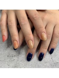 秋カラーのニュアンスアート