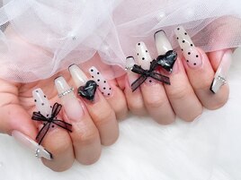 ワンホン　韓国ネイル　リボン