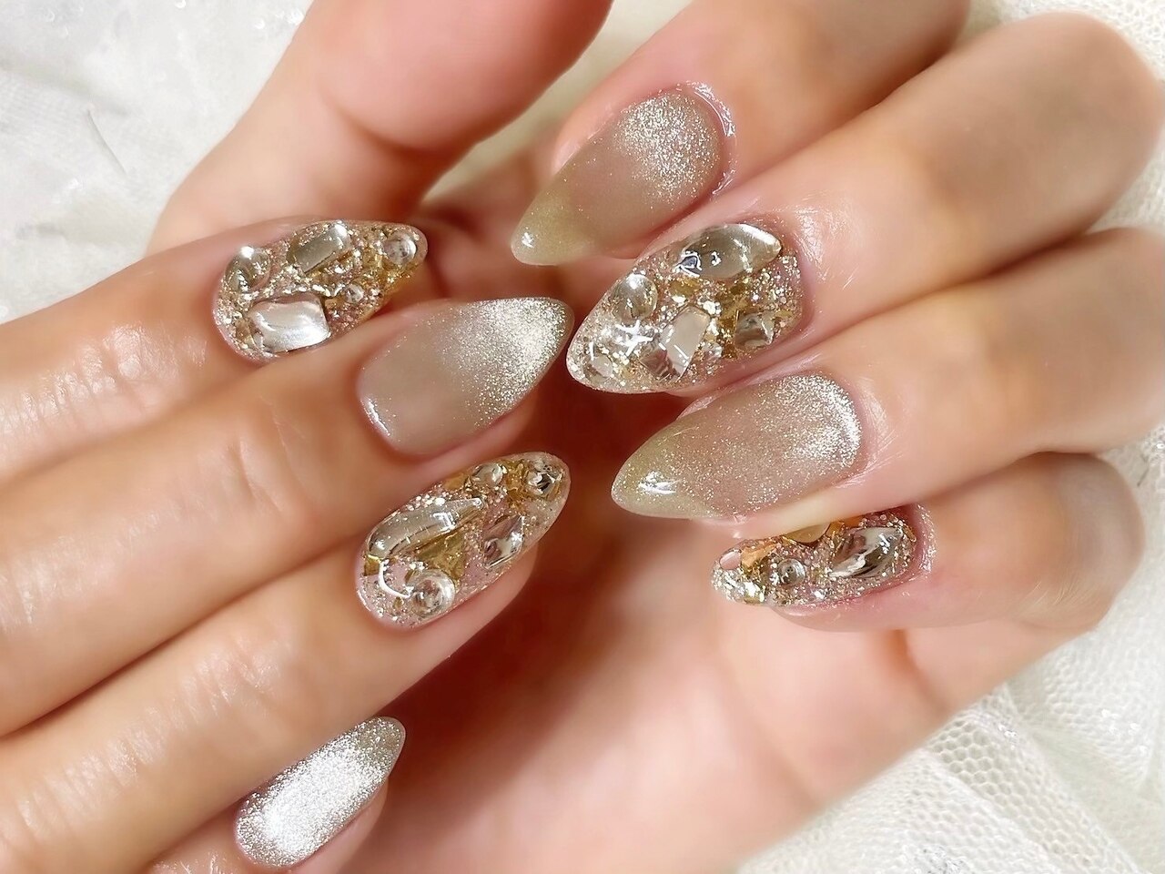 サイズオーダー】フラッシュネイル キラキラリボン埋め尽くし