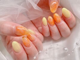 夏ネイル　イエロー　オレンジ