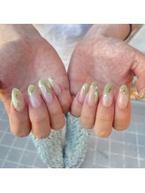 ミントリーフ バイ リート(Mint leaf by Reat)/グリーンオーロラ変形フレンチ