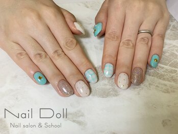 ネイルドール(Nail Doll)/爽やかブルーのチェック
