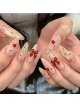 ネイルアンドアイラッシュスタジオ シュシュ(chouchou)/大人かっこ可愛いハートリボン