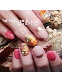 ネイルアンドリラクゼーション マーブル(MARBLE)/チェックネイル(持ち込¥7700)