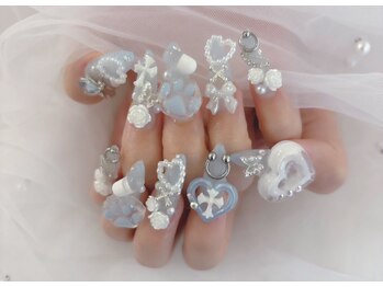 プリンセスネイル(Princess Nail)/水色地雷ネイル