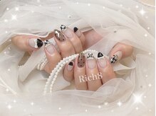 ネイルアンドまつげエクステ リッチエイト 原宿店(Rich8)/モノトーン千鳥柄ネイル