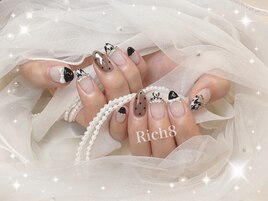 モノトーン千鳥柄ネイル