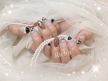 モノトーン千鳥柄ネイル