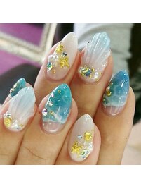 人魚の鱗　貝　リゾート　水滴