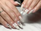 大人可愛いリボンデザインネイル
