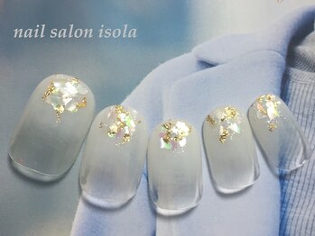 ハウスアンドアイラッシュ ネイル(House&eyelash nail)/ホワイトグラデ&シェル・ホロ