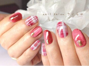 ニュアンスチェックの秋ネイル