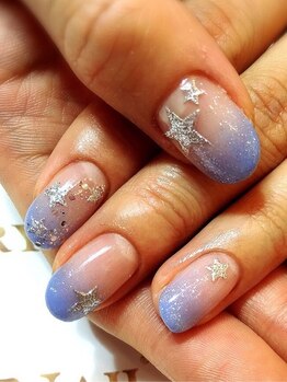 クリスタルネイル ボンベルタ橘店(CRYSTAL NAIL)/グラデ×星