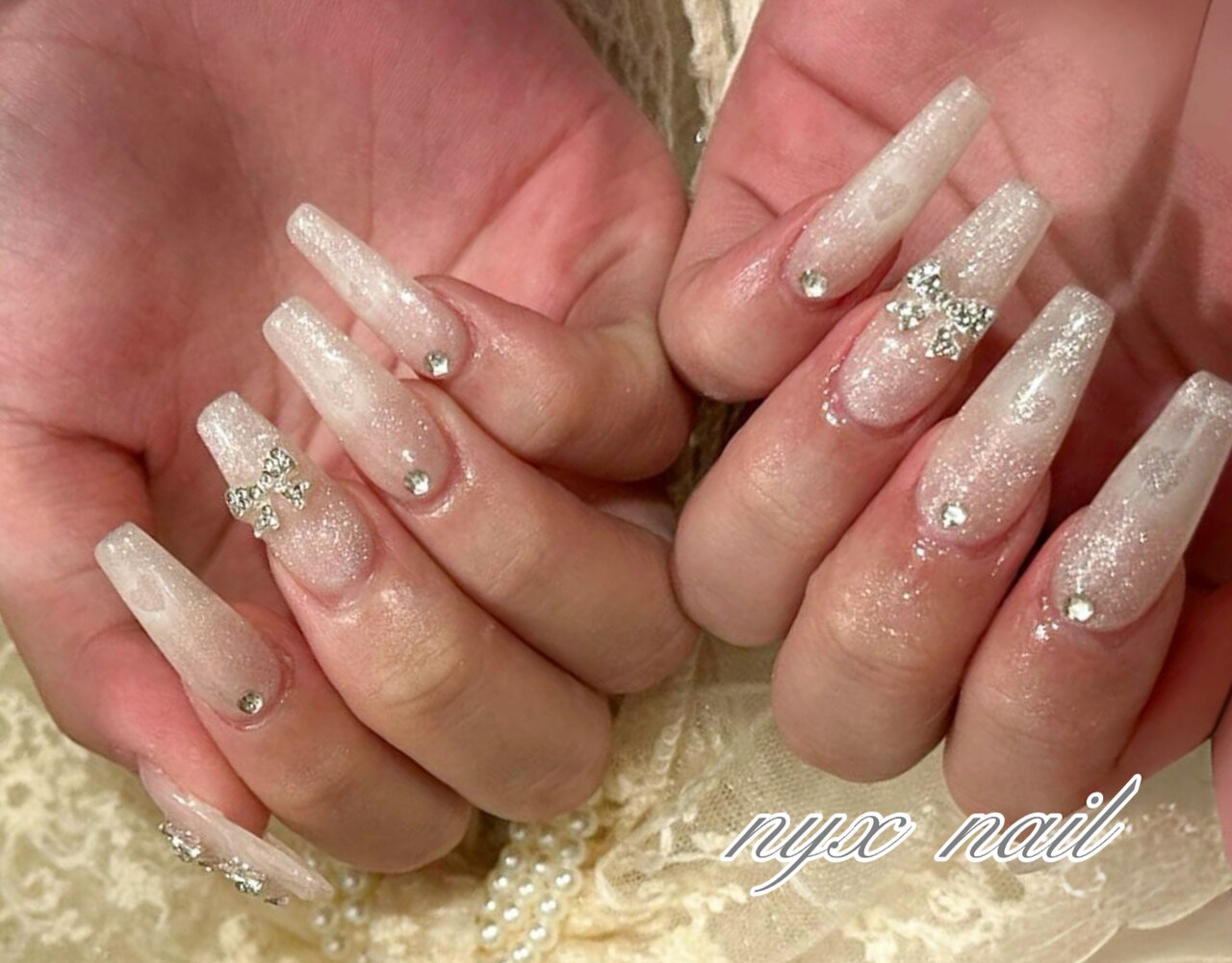 スカルカットソー　ラメ みずき #スカルプネイル #スカルプチュア #スクエアネイル