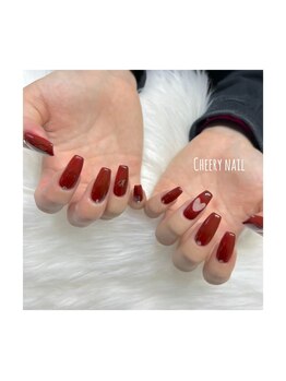 チェイリーネイル(Cheery nail)/ボルドー×ハート