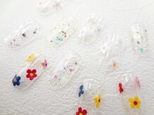 ネイルサロン クイール 小山店(NAIL SALON QUILL)/お花＆ラメがけ
