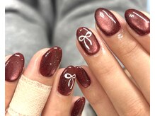 エクラ(eclat)/ボルドー×手書きリボン