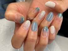 イロ ネイルサロン(iro)/ブルー×ホワイトネイル