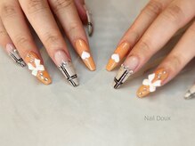 ネイル ドゥ 岡山駅前店(Nail Doux)/リボン×チェックネイル