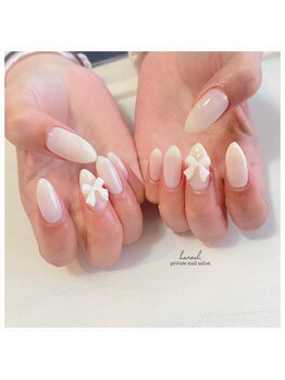 ナチュラルネイル/韓国リボン