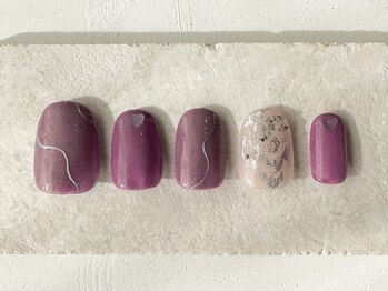 カラ ネイル 中津店(calla nail)/紫×ハート