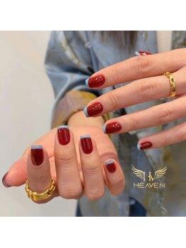 ヘブン ネイル 鶯谷(HEAVEN Nail)/Red vs Blue French Tips Nails