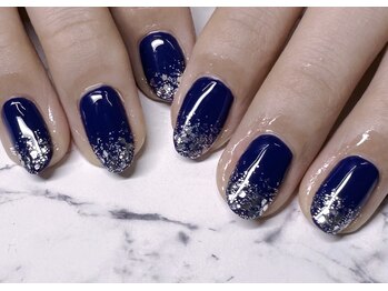 アルーシェ 平井(Alushe)/ネイビー×シルバーラメグラデ