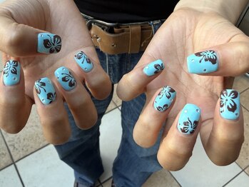 ナンバーネイル 名駅(N° nail)/ハイビスカス　夏ネイル