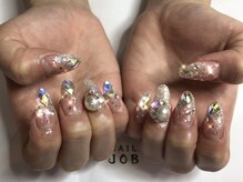 ネイルジョブ(NAIL JOB)/長さ出し×ジェルデザイン