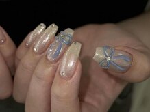 ジェミーネイル エビス(Jemiy nail ebisu)/パールミラーぷっくりリボン
