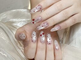 ちゅるん水光さくらんぼネイル