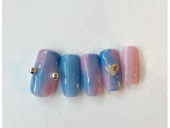アイネイルズ 梅田店(I nails)/ブルーピンクもやもや個性派