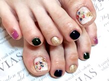 プロフェッショナル ネイルサロン ラヴィアス(LAVIAS)/【フット】ワンカラ＋アート２本
