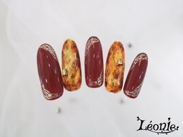 ボルドー×べっ甲ネイル