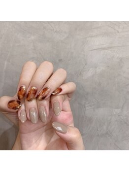 アティックネイルアトリエ(attic nail atelier)/アシメべっ甲ネイル★