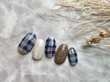 ヴィガー アンド ルックス 白金 目黒(Vigor&Looks)/チェックネイル　ブルー