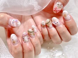 キャラクターの冬ネイル