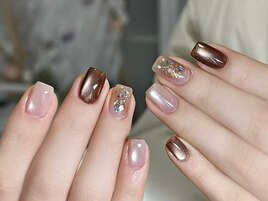 シンプル，秋ネイル