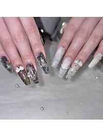 レースネイル black × white