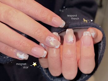 アリアネイル(Aria Nail)/星×レオパードネイル
