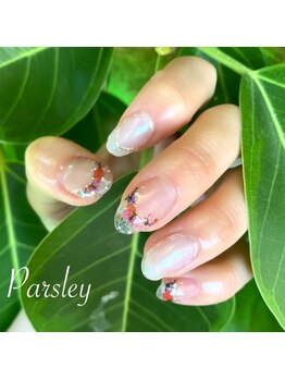パスリー ネイルアンドケア(Parsley Nail&Care)/クリアネイル×フレンチフラワー