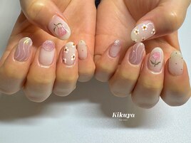 ピンクフラワーネイル
