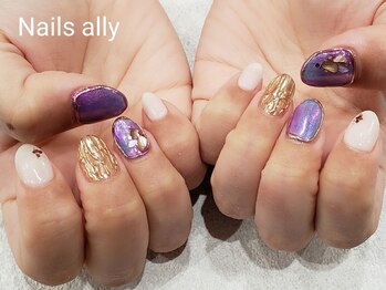 ネイルズアリー 立川店(Nails ally)/タイダイ×オーロラミラー×春