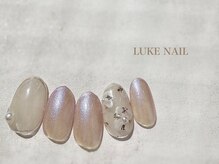 ルークネイル(LUKE NAIL)/ニュアンス手書きフラワーネイル
