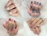 ワンカラーorラメグラに　アート4本付き