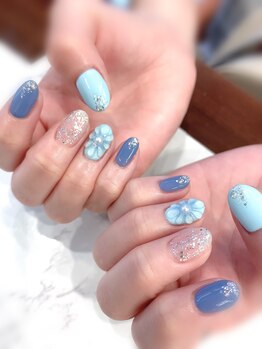 ハーティーネイル hearty nail 溝の口店/ぷっくりネイル/フラワーネイル