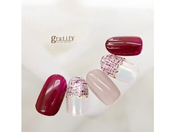 グラティフィー(gratify)/【ボルドー ツイードネイル】