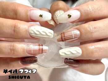 ニットネイル/チェック/冬ネイル