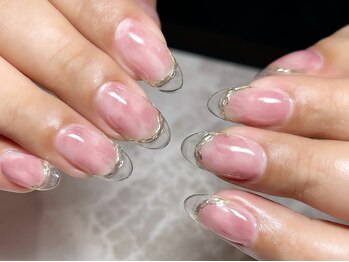 レディグリッター(Lady glitter)/クリアフレンチ+ミラーライン