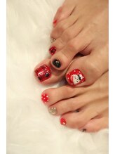 ネイルルーム アイボリー(nail room ivory)/キティちゃんフットネイル